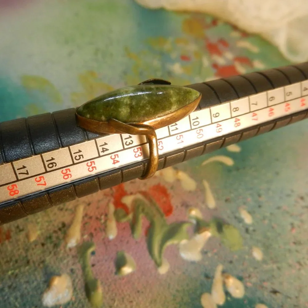 VTG artisan malachite talon ring elongated dark green coppery metallic size 12